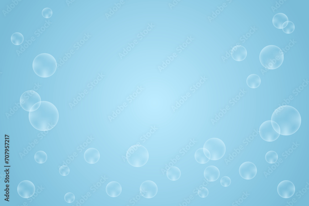 Blue Water Bubble Pattern Abstract Background. Modern Wallpaper. Valentines Banner. Frame. Vector Illustration. Bokeh 