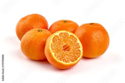 Ripe tangerines, isolated on a white background.