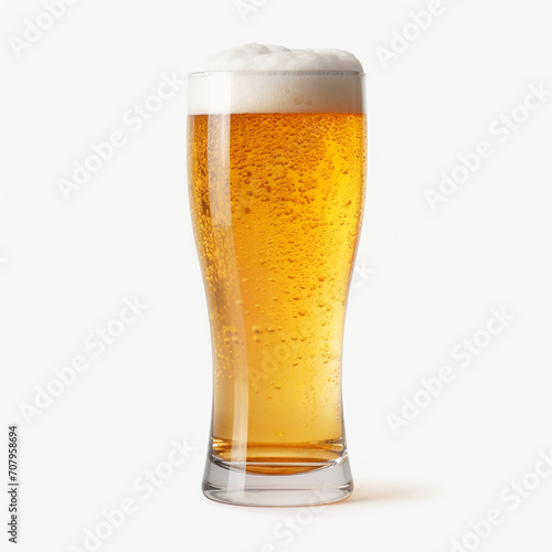 photography of a glass of beer isolated on a transparent background created with Generative Ai