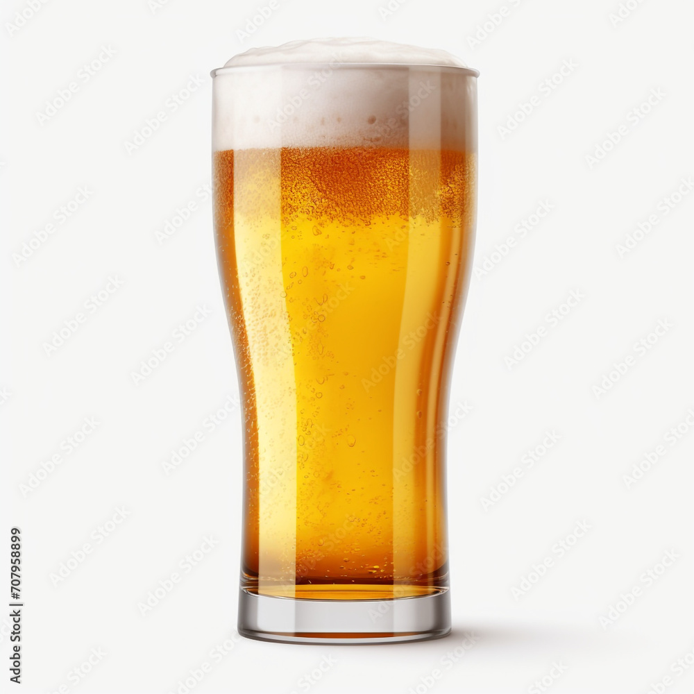 photography of a glass of beer isolated on a transparent background created with Generative Ai