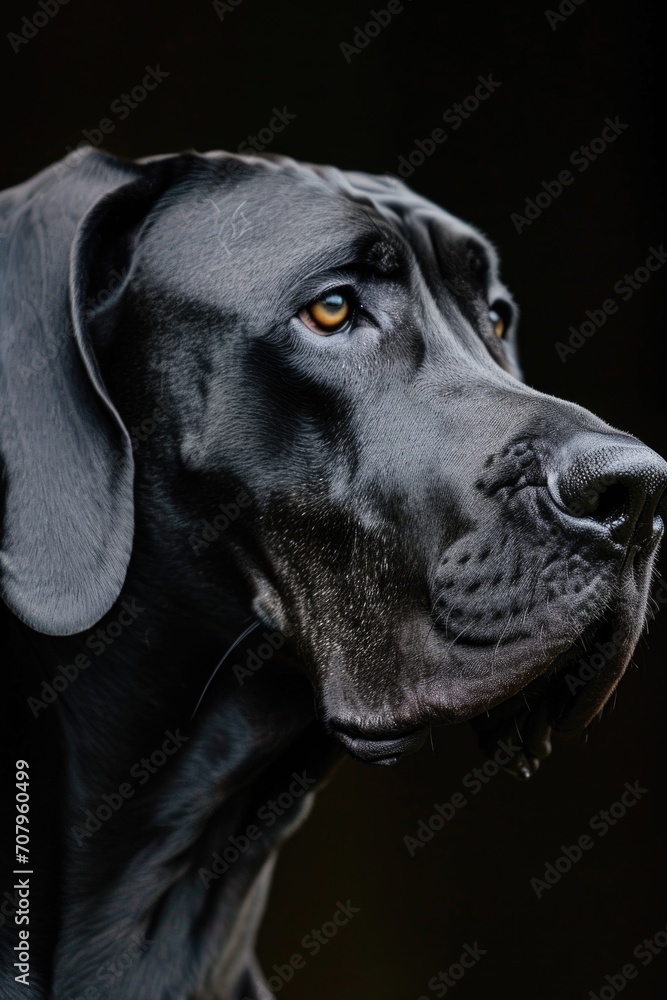 A close-up view of a dog's face with a black background. This image can be used to depict emotions, expressions, or as a generic dog image A close-up view of a dog's face with a black background. This image can be used to depict emotions, expressions, or as a generic dog image