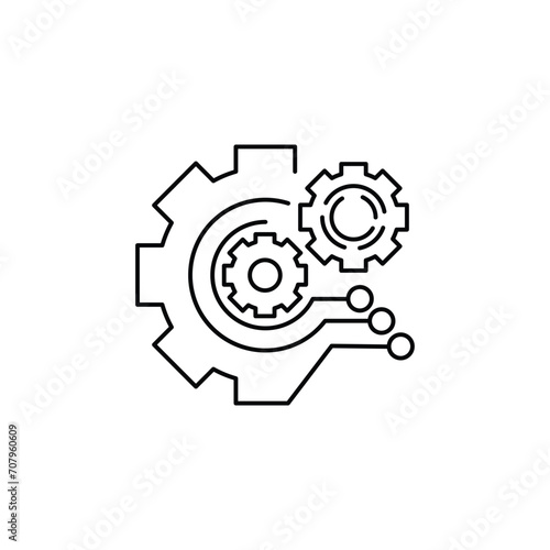 potential adapt icon, change process setting, mechanism setup, thin line symbol on white background - editable stroke vector illustration