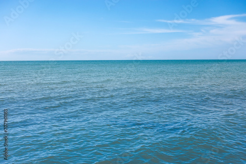 sea and sky. blue sea water. calm sea