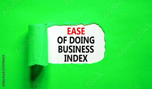 Ease of doing business index symbol. Concept words Ease of doing business index on beautiful white paper. Beautiful green paper background. Business, ease of doing business index concept. Copy space.