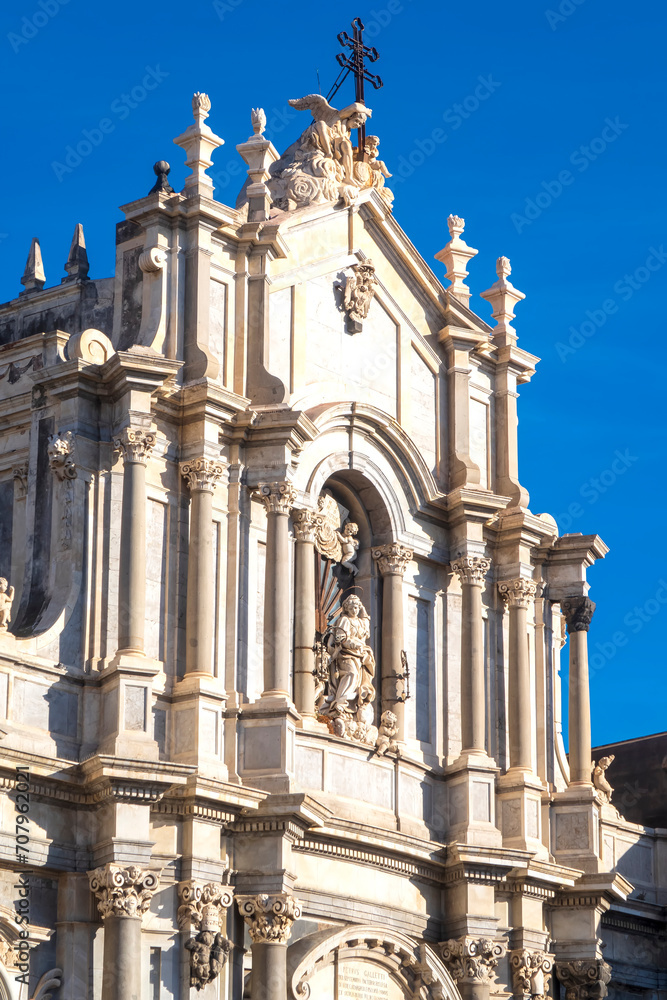 Facade of Catania the cathedral of Santa Agata in the square Duomo
