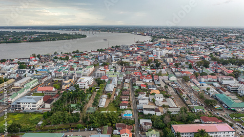 view of the city and river in Surinam