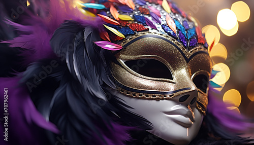 Mardi Gras mask shines with elegance and glamour generated by AI © Gstudio