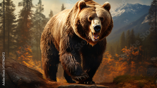 Large Carpathian brown bear portrait Wild animal