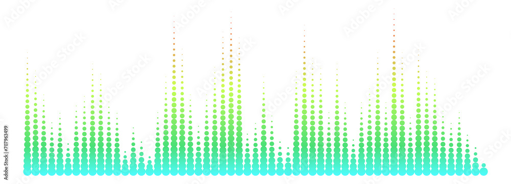Fotografie Green neon music equalizer. Audio wave chart