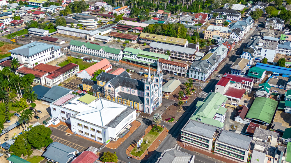 Paramaribo cathedral from above