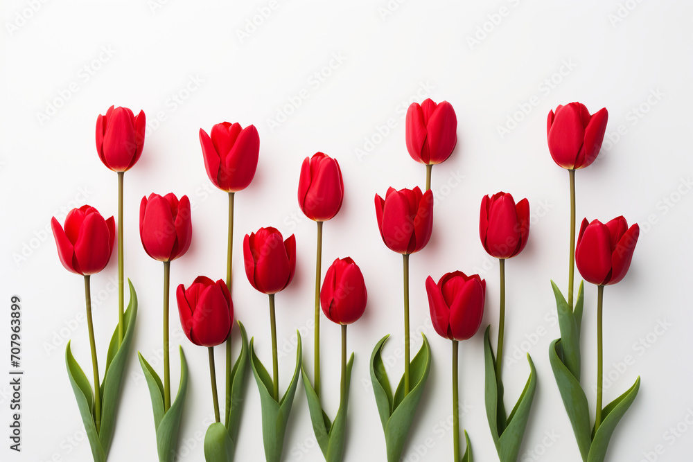 photography of some red tulip flowers on a white background, in the style of playful compositions created with Generative Ai photography of some red tulip flowers on a white background, in the style of playful compositions created with Generative Ai