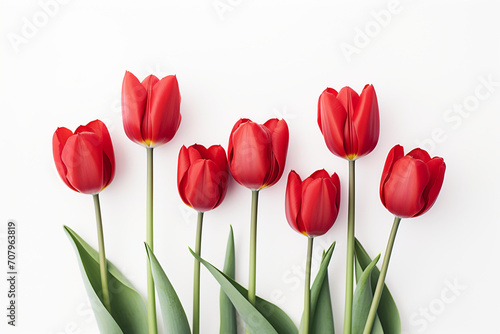 photography of some red tulip flowers on a white background  in the style of playful compositions created with Generative Ai