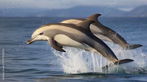 Dolphins are gregarious animal swimming © asmara