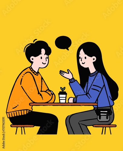 Illustration of two friends talking