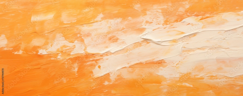 Orange closeup of impasto abstract rough white art painting texture 