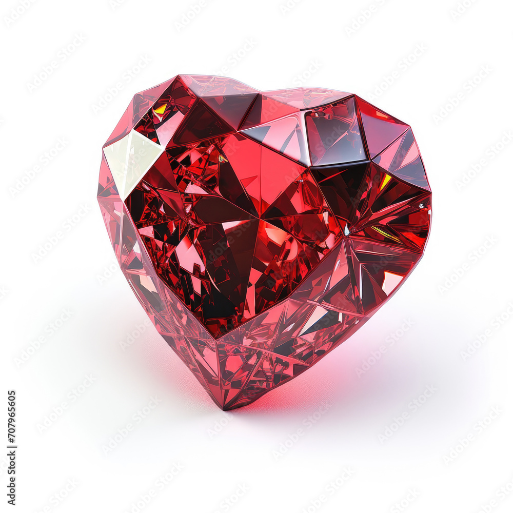 A shiny heart shaped red gemstone jewelery for valentine's day or wedding anniversary
