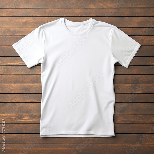 white tee t shirt round neck front, back and side view on cutout