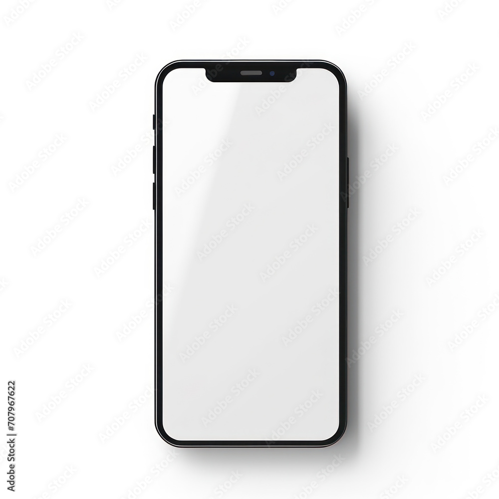 Modern Blank Smartphone Display on White Background with Realistic Touchscreen - Mobile Technology Concept Modern Blank Smartphone Display on White Background with Realistic Touchscreen - Mobile Technology Concept