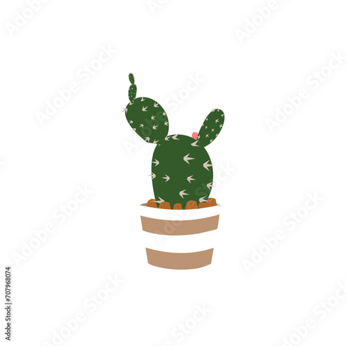 Cartoon cactus plant in a pot character mascot in black sunglasse, cartoon characters stickers. Spiky plant in different poses, actions and with face expressions photo