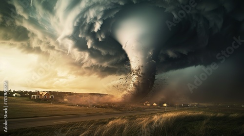 A large tornado made with Ai generative technology photo