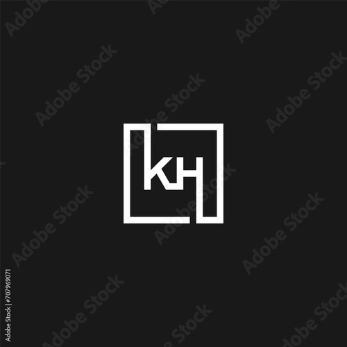 KH monogram logo inside square frame - black and white.