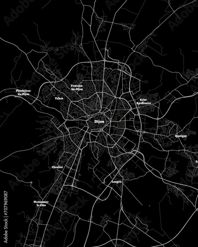 Dijon France Map, Detailed Dark Map of Dijon France