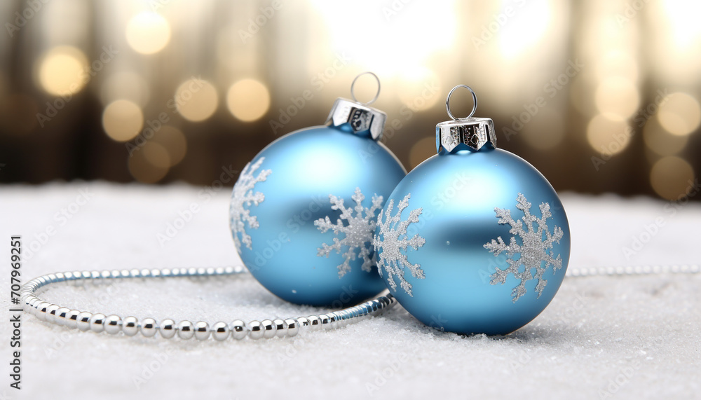 Snowflake ornament shines on a blue winter background generated by AI Snowflake ornament shines on a blue winter background generated by AI