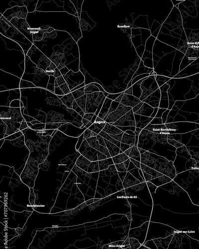 Angers France Map, Detailed Dark Map of Angers France