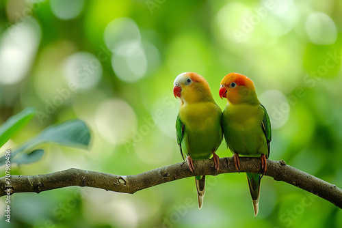 lovebirds perched on a branch