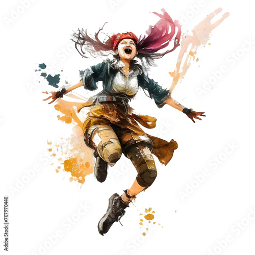 Watercolor pirate girl © Store4FUN