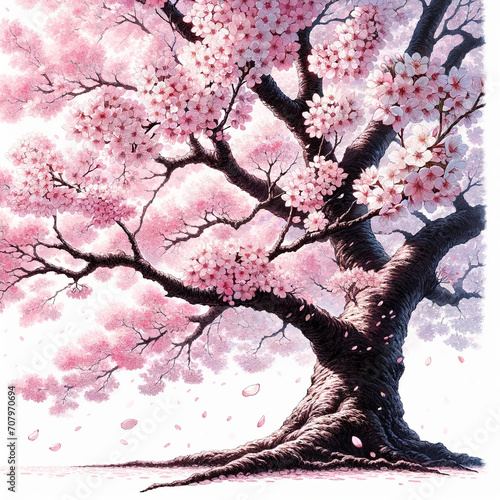 水彩で描いた満開の桜 | Genrative Ai