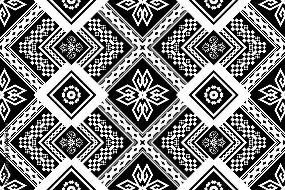 Ethnic Figure aztec embroidery style. Geometric ikat oriental traditional art pattern.Design for ethnic background,wallpaper,fashion,clothing,wrapping,fabric,element,sarong,graphic,vector illustration Ethnic Figure aztec embroidery style. Geometric ikat oriental traditional art pattern.Design for ethnic background,wallpaper,fashion,clothing,wrapping,fabric,element,sarong,graphic,vector illustration