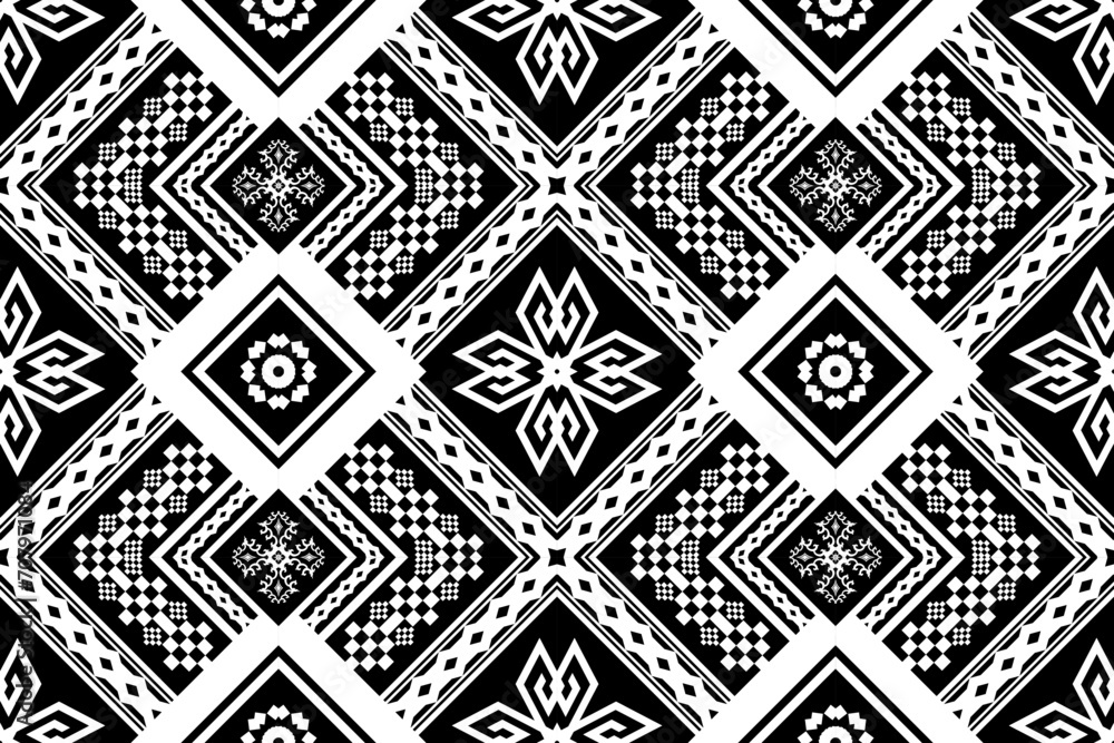 Ethnic Figure aztec embroidery style. Geometric ikat oriental traditional art pattern.Design for ethnic background,wallpaper,fashion,clothing,wrapping,fabric,element,sarong,graphic,vector illustration