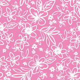Summer hibiscus palm trees and leaf seamless vector print for swimwear fashion stationary girls ladies and teens. Bright fun cute colours. Pink and pretty cute colours. Tropical and Hawaii style.