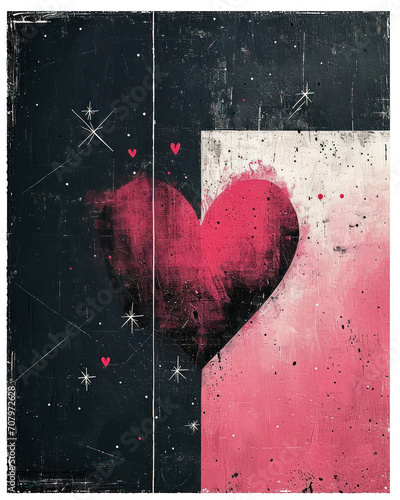 Vintage Heart Artistic Grunge Style Valentine's Day Card Art