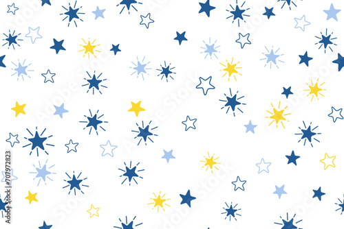 Stars childish vector seamless pattern graphic design. New Year gift wrapping pattern.