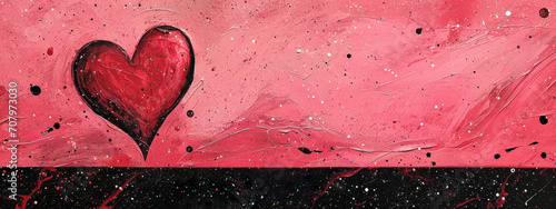 Valentine's Day Grunge Painted Art Heart Banner