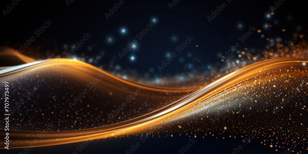 Obraz premium Golden Glowing Wave: Abstract Shine of Light