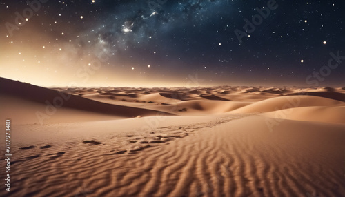  Paesaggio Deserto sotto un Cielo Stellato- Vista Panoramica di Notte