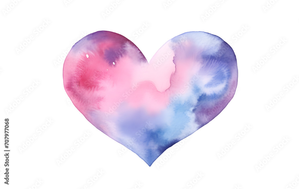 Valentine's day.  hand painted watercolor color heart isolated on transparent background