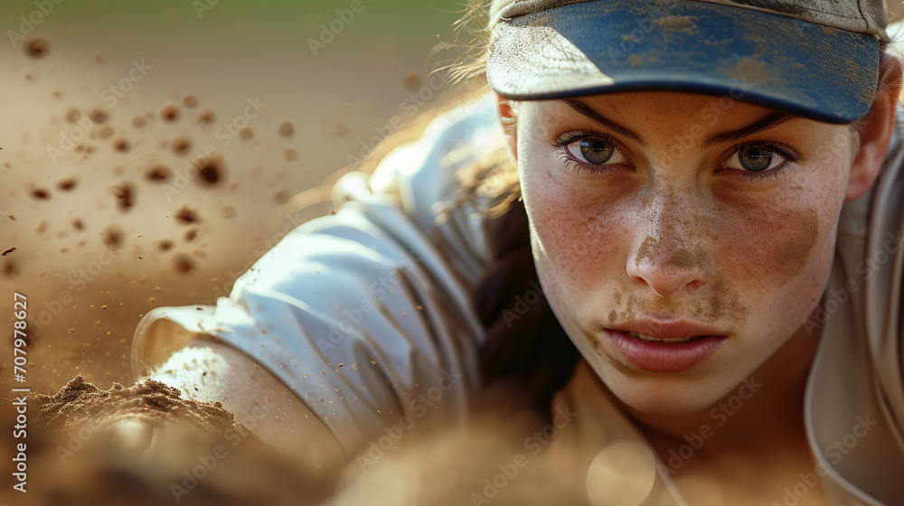 closeup shot of a female Baseball athlete in a dynamic pose closeup shot of a female Baseball athlete in a dynamic pose
