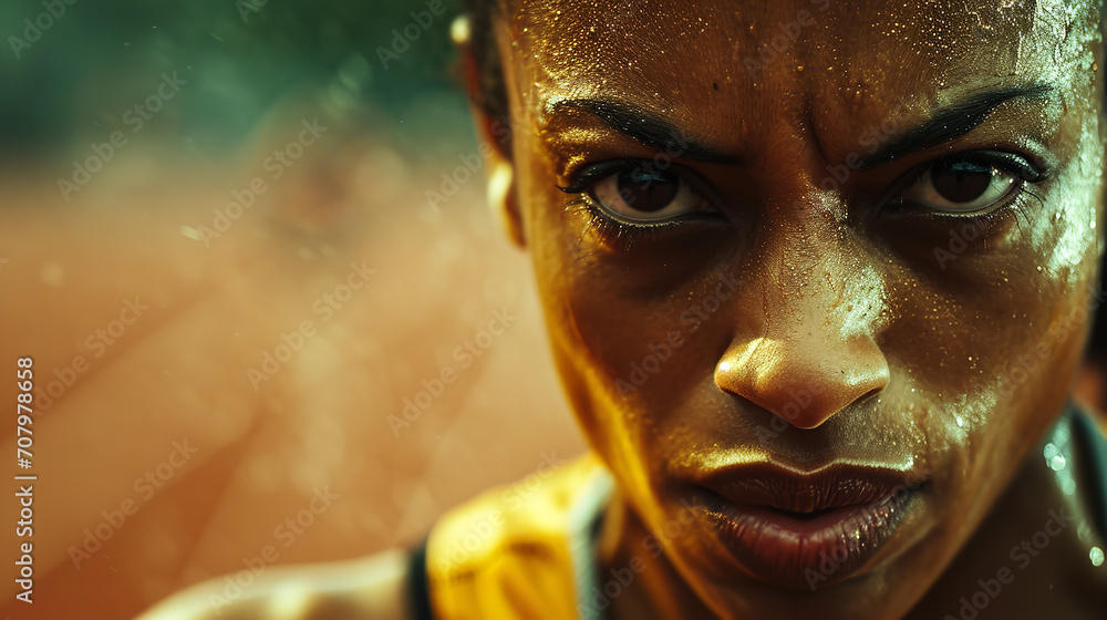closeup shot of a female Track and Field athlete in a dynamic pose closeup shot of a female Track and Field athlete in a dynamic pose
