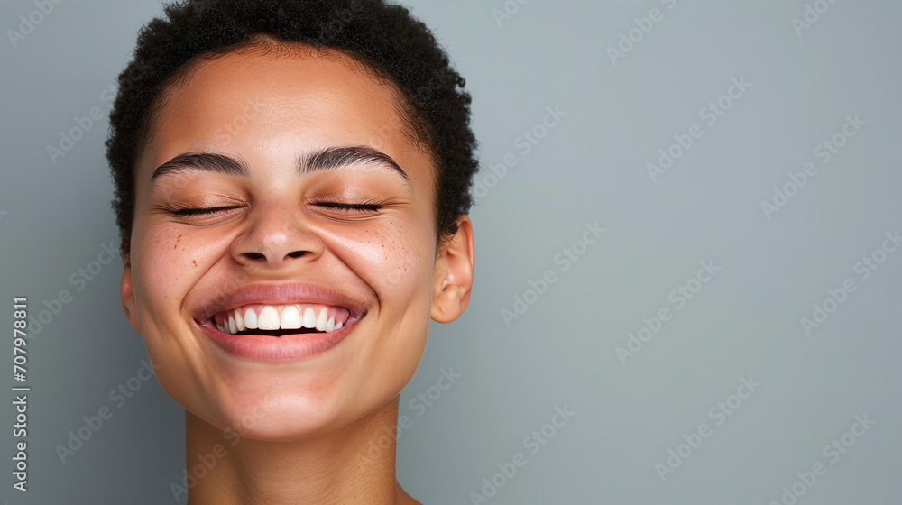 Super happy face, focused on face expression, laughing toothy Super happy face, focused on face expression, laughing toothy