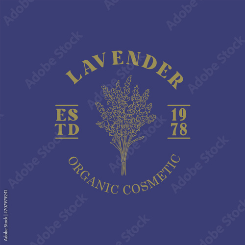 Hand drawn organic lavender flower logo design. Logo for cosmetic, beauty, tea, oil, herbal.
