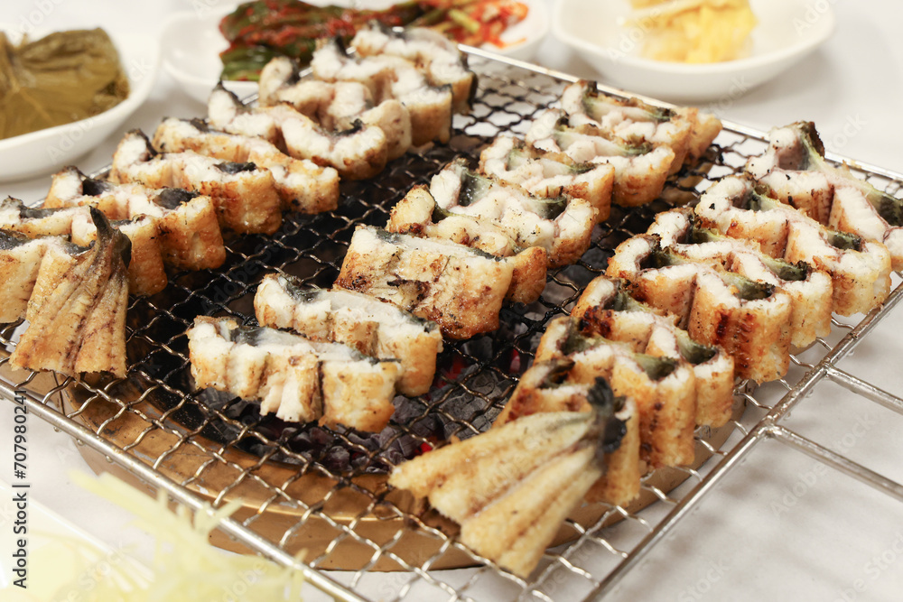 Korean food. Charcoal grilled eel Korean food. Charcoal grilled eel