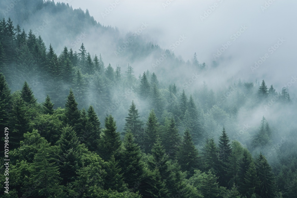 A misty forest landscape with fog covering the trees. Perfect for creating a mysterious and atmospheric setting. Ideal for backgrounds, nature-themed projects, and storytelling visuals A misty forest landscape with fog covering the trees. Perfect for creating a mysterious and atmospheric setting. Ideal for backgrounds, nature-themed projects, and storytelling visuals