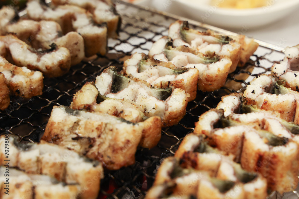 Korean food. Charcoal grilled eel Korean food. Charcoal grilled eel