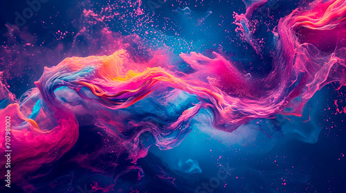 Ondas Cósmicas de Color: Fusión Abstracta en Púrpura y Azul photo