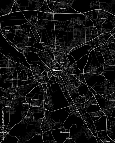 Hannover Germany Map, Detailed Dark Map of Hannover Germany
