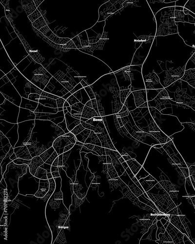 Bonn Germany Map, Detailed Dark Map of Bonn Germany